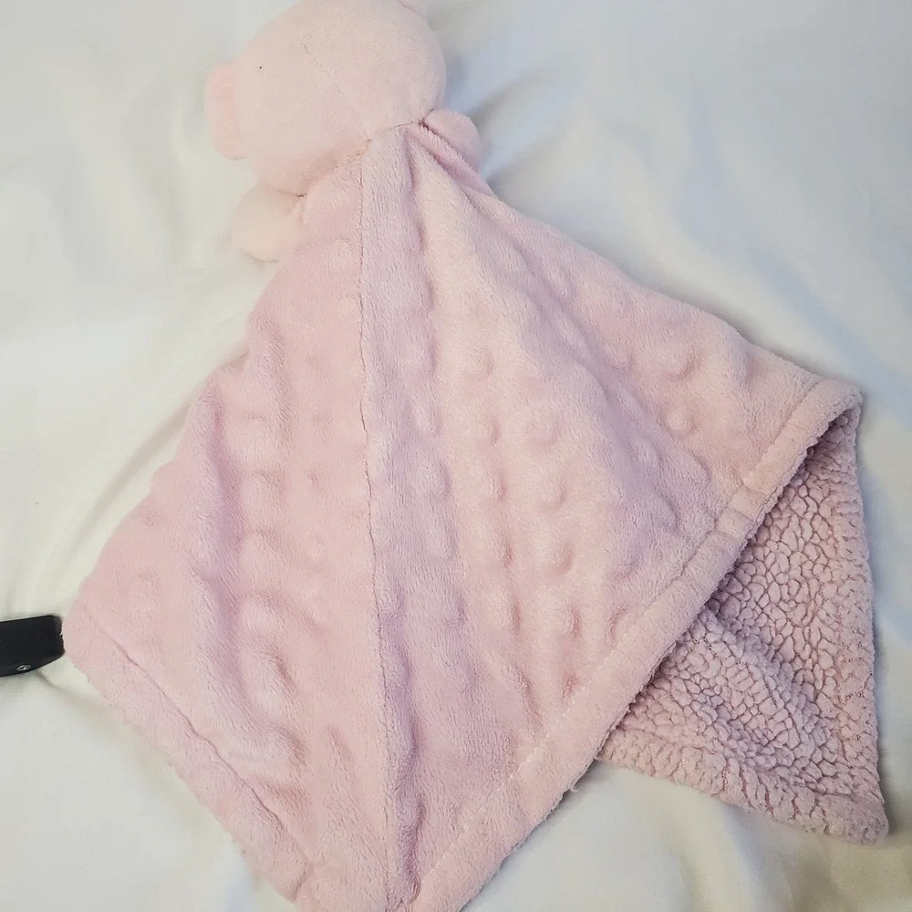 Little Beginnings Lovey Security Blanket Pink Bear Minky Dots Baby 12
